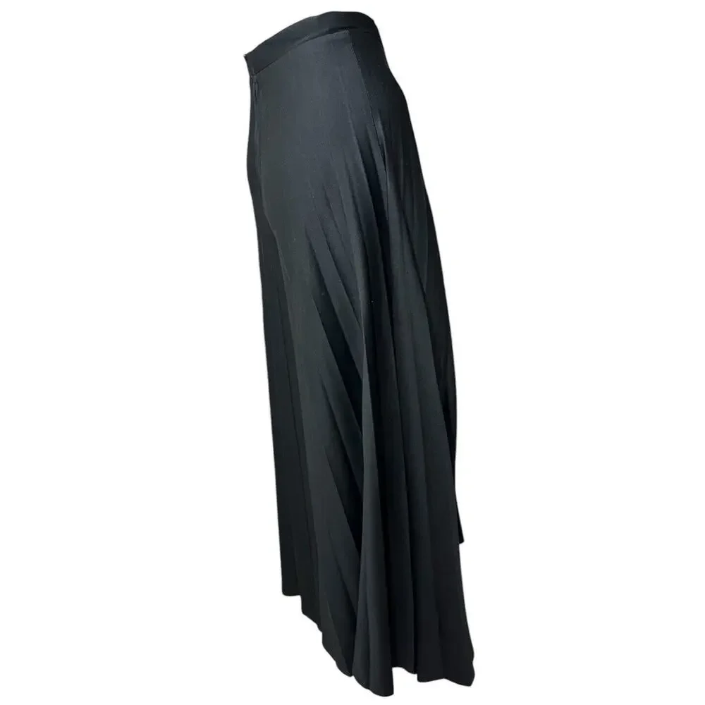 Vtg Pants Pleaded Culottes Wide Leg Black Caron Components Boho 2 XS Zipper